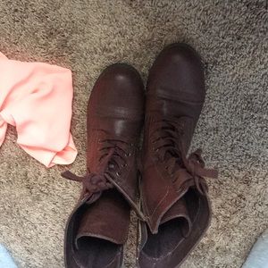 Brown combat boots